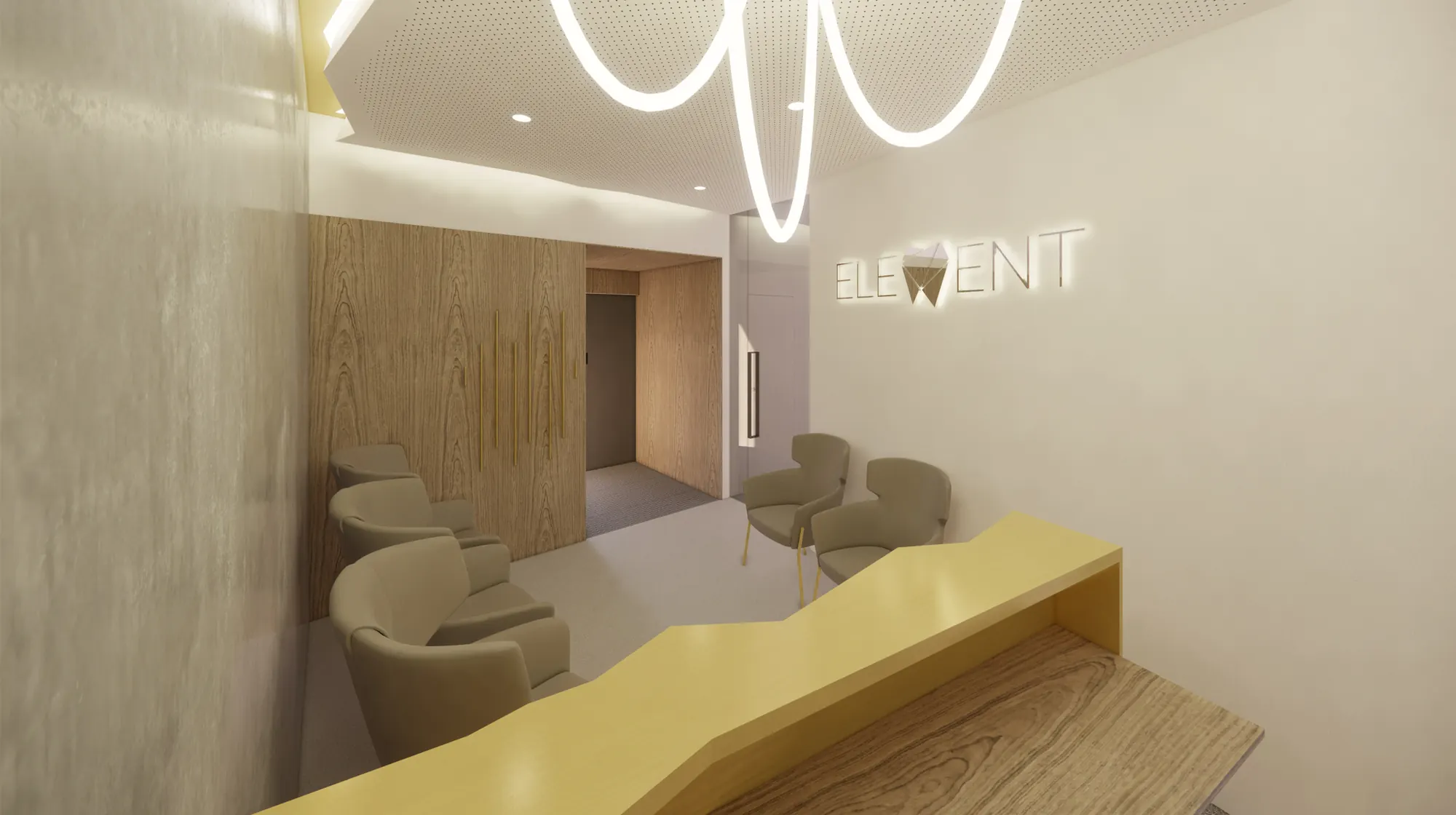 Čekárna Ordinace Element se zlatou recepcí